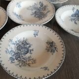 Series of 7 hollow plates in Sarreguemines earthenware model Flore