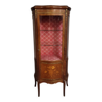 Antique Louis XV style display cabinet, in richly inlaid rosewood