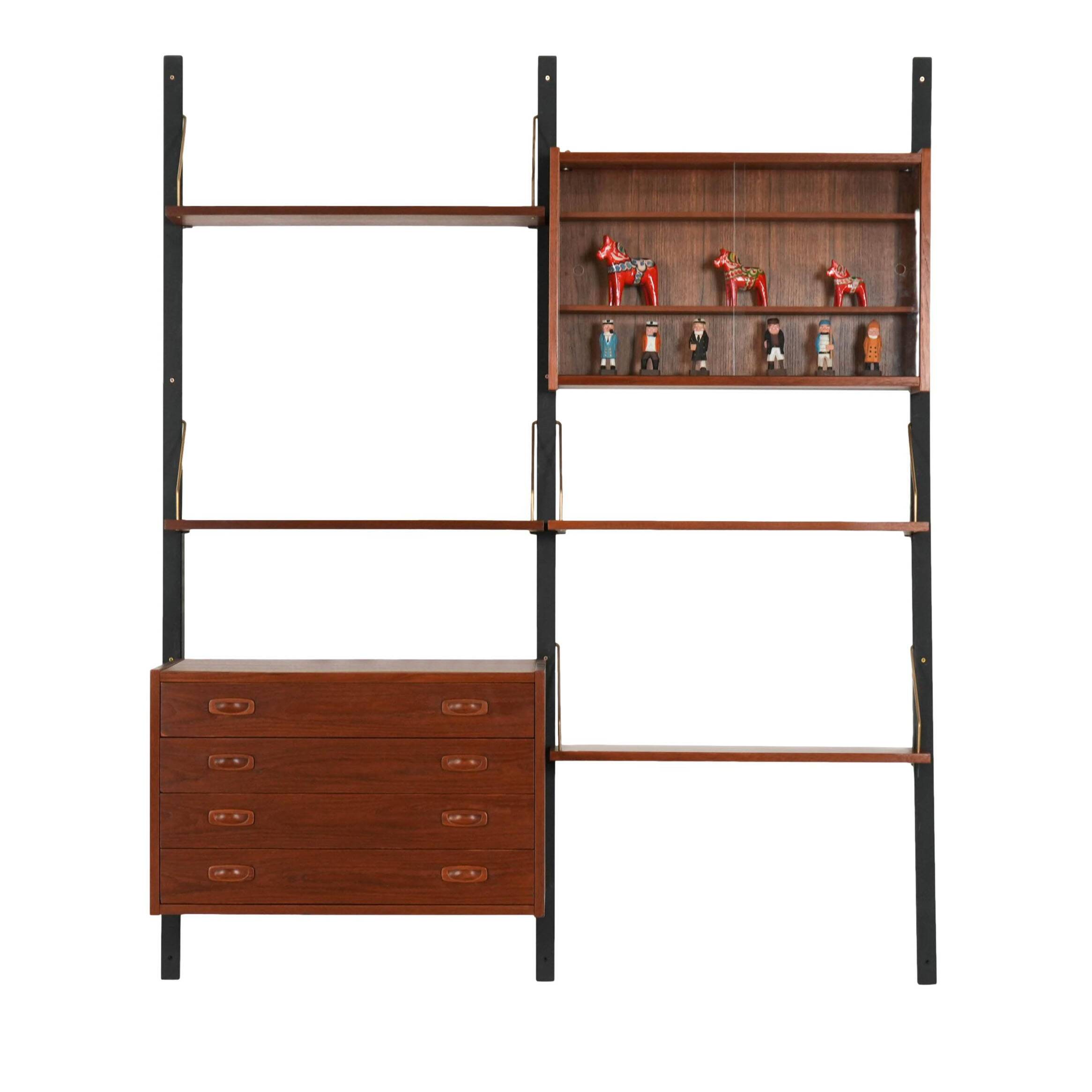 Teak wall unit PS System, Danish design, 1960s, manufactured by Randers Møb