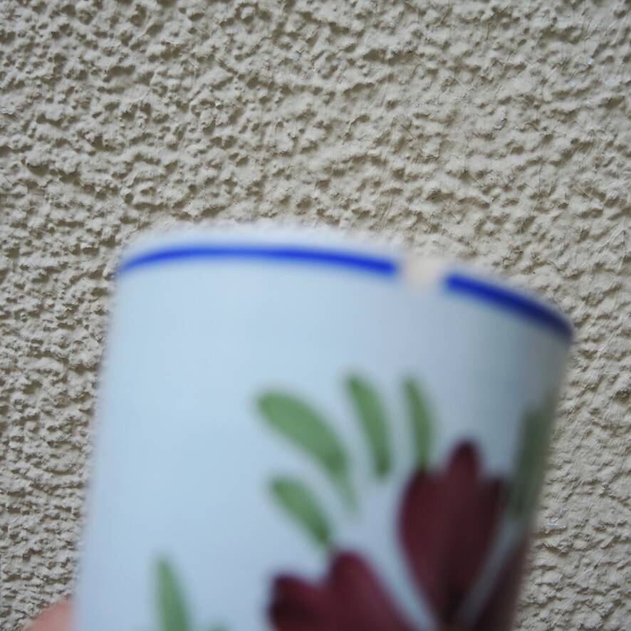 2 antique earthenware mazagrans with hand-painted floral decoration