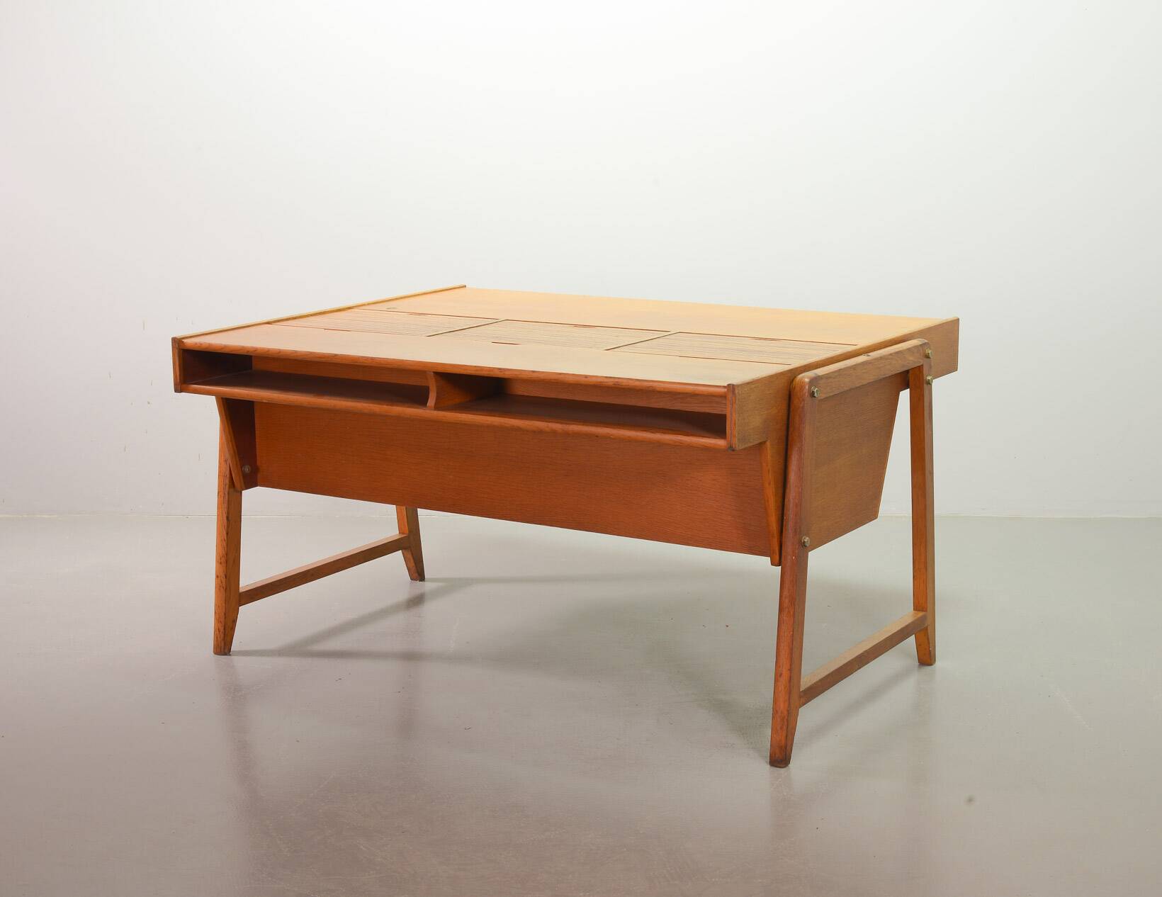 Clausen and Maerus Oak Wooden Design President Writing Desk for Eden 1960s