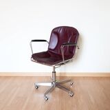 Dark red leather hairdresser's chair