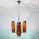 Mid Century Modern large chandelier with amber glass