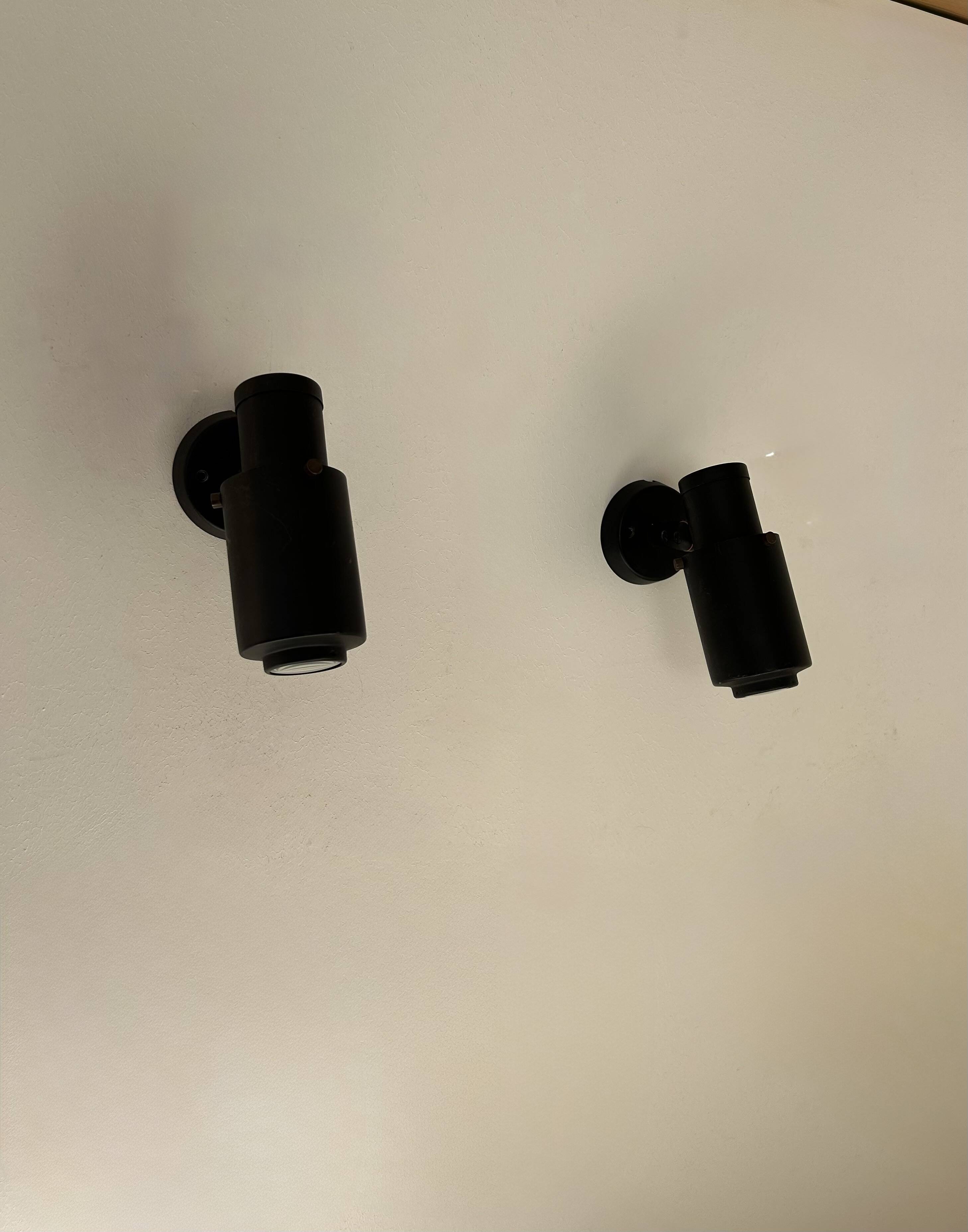 Pair of vintage Zodiac wall lights by Jacques Biny, matte black, France 1960s