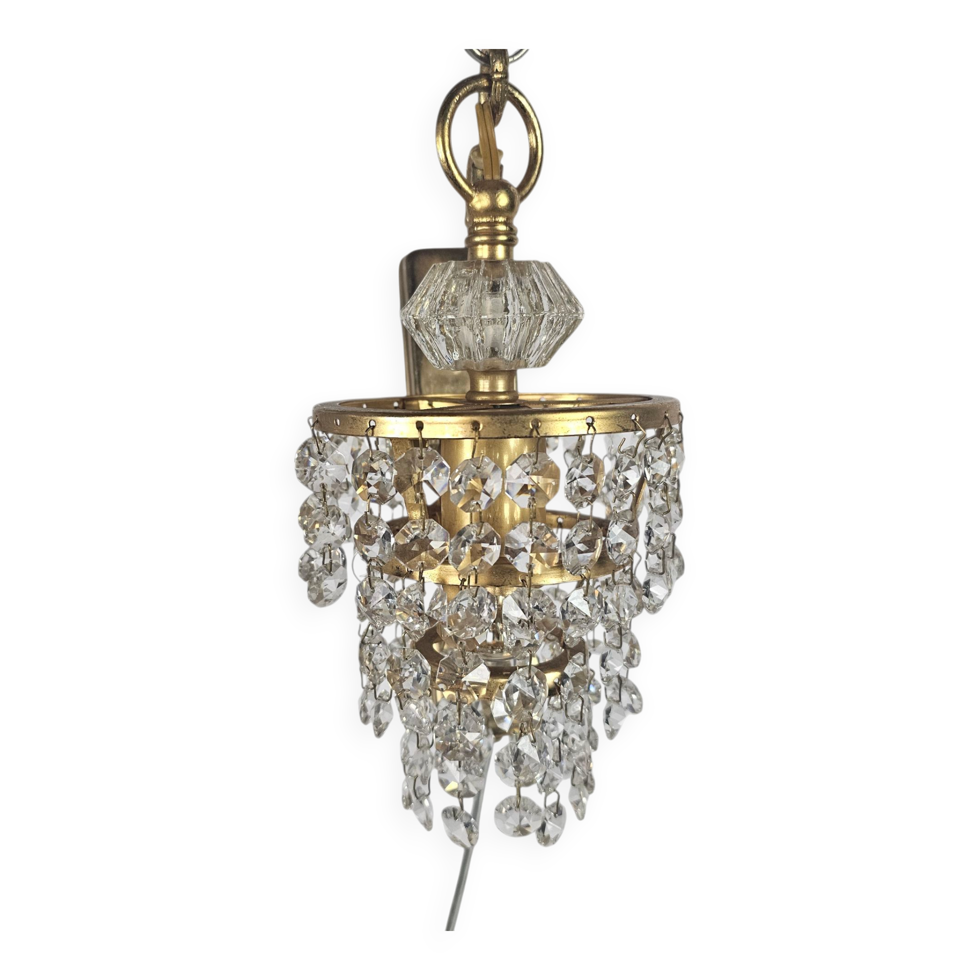 Massive - Hollywood Regency style - gold plated - crystal - Belgium - 70's