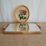 Plateau en laiton avec miroir vintage
