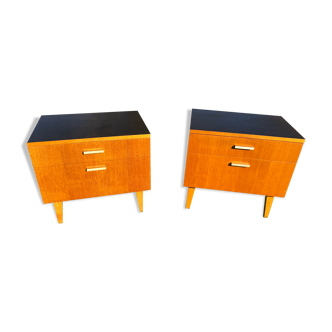 Vintage 1960s blond wood bedsides
