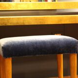 Panca vintage in wood and velluto blue Italia 1950s