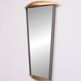 Post Modern Full-Length Wall Mirror in Gold Wood and Metal, 1980s Italy