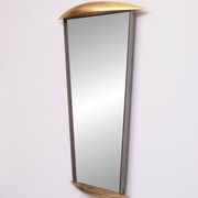 Post Modern Full-Length Wall Mirror in Gold Wood and Metal, 1980s Italy