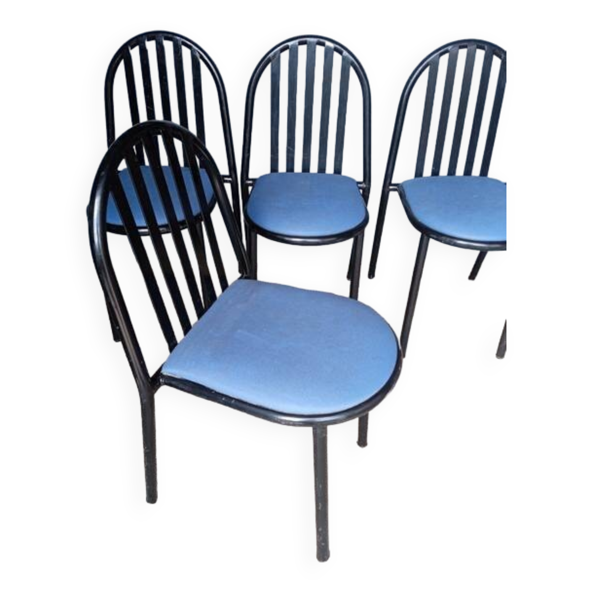 Lot de 4 chaises Malle Stevens metal epoque 1980