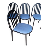 Set of 4 Stevens metal Malle chairs from the 1980s