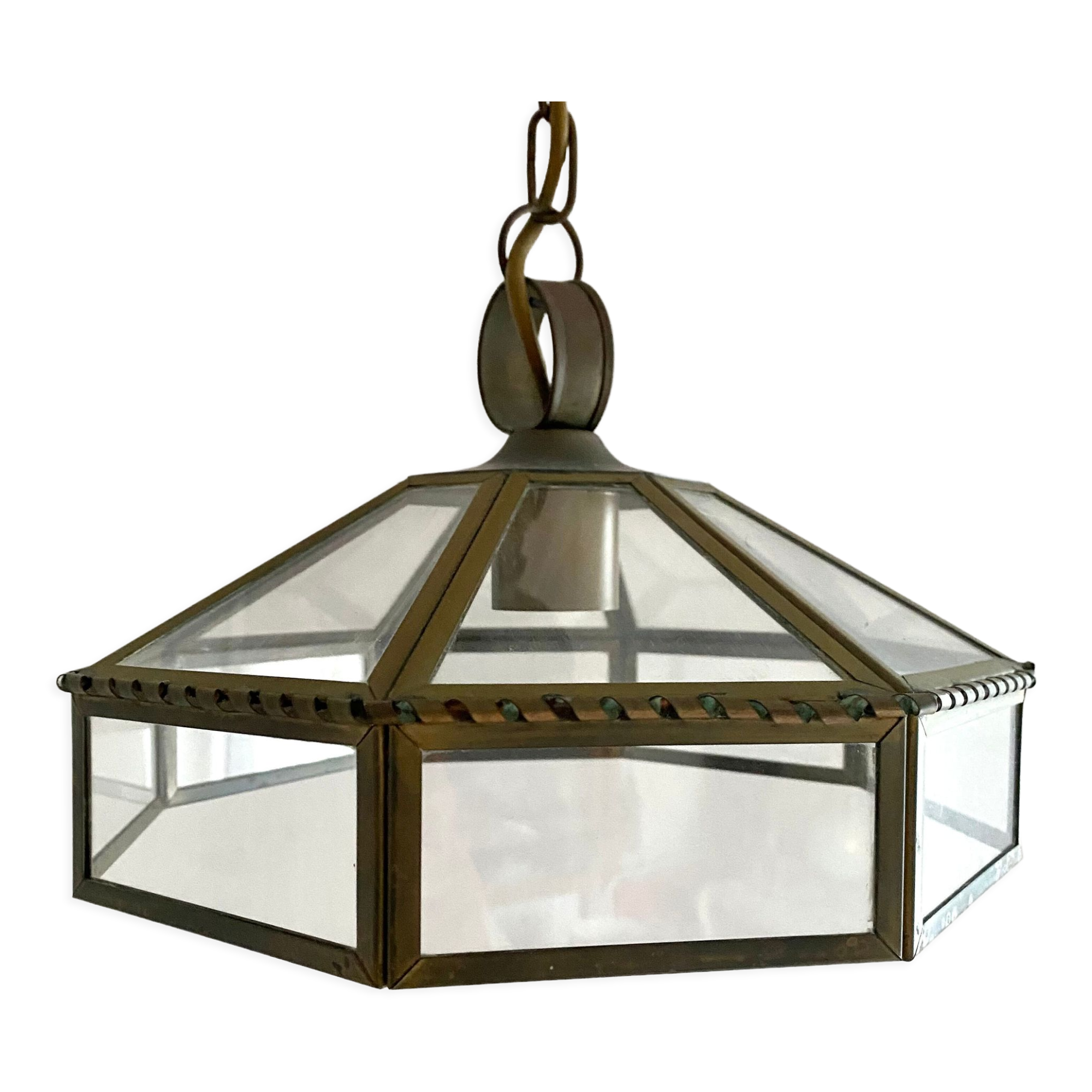Old brass and glass suspension
