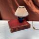 Ceramic lamp signed with pleated lampshade