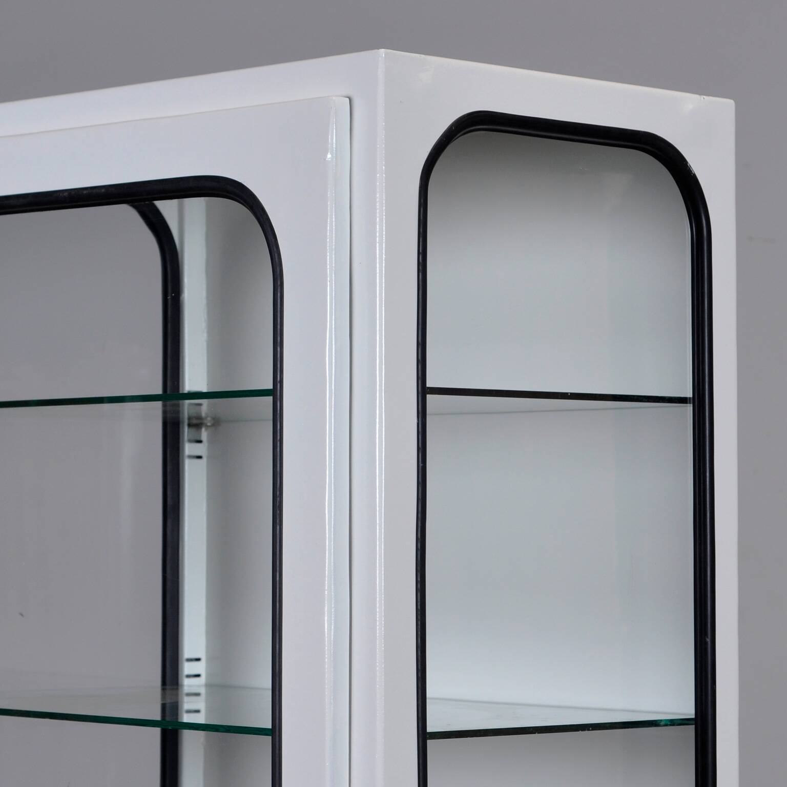 Restored Vintage Iron And Glass Medical Cabinet, 1970s