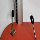 Vintage wall coat rack with round mirror, 4 hooks, 68 cm