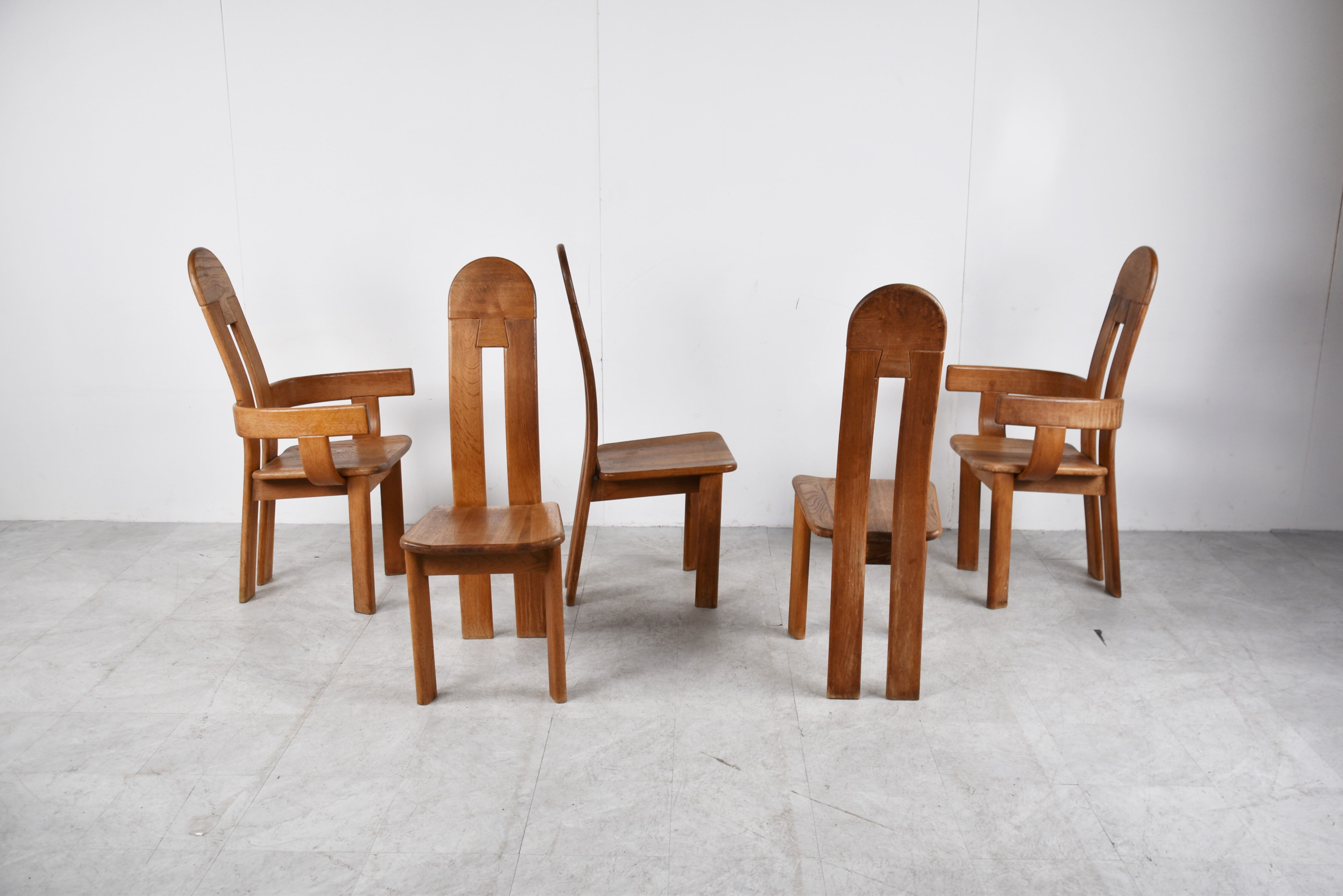 Vintage brutalist dining chairs by De Puydt, 1960s