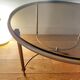 Round coffee table metal smoked glass 70s