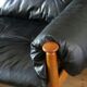 Eric Merthen leather sofa with matching ottoman, Sweden 1960s