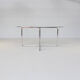 80s Chrome cross framed dining table glass table top