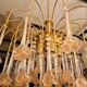 Vintage chandelier rain gold with handmade Murano glass pink flowers.