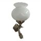 Applique formant un poisson, métal argenté, globe en verre opaque, opaline blanche, décoration