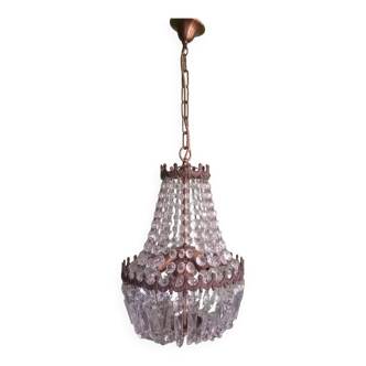 3-light hot air balloon chandelier in bronze with crystal tassels