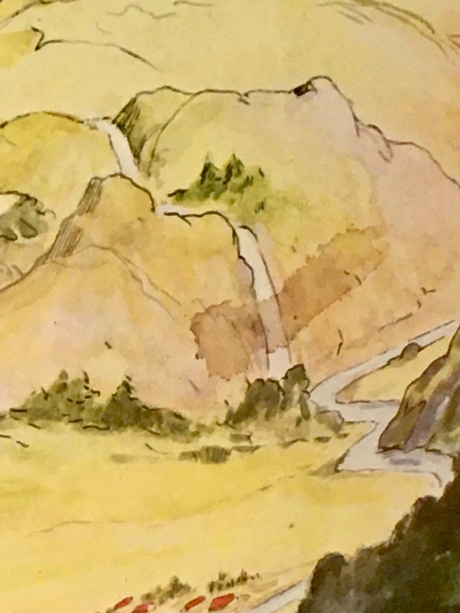 School poster vintage school landscape mountain two-sided signed Raylambert for Rossignol 50s