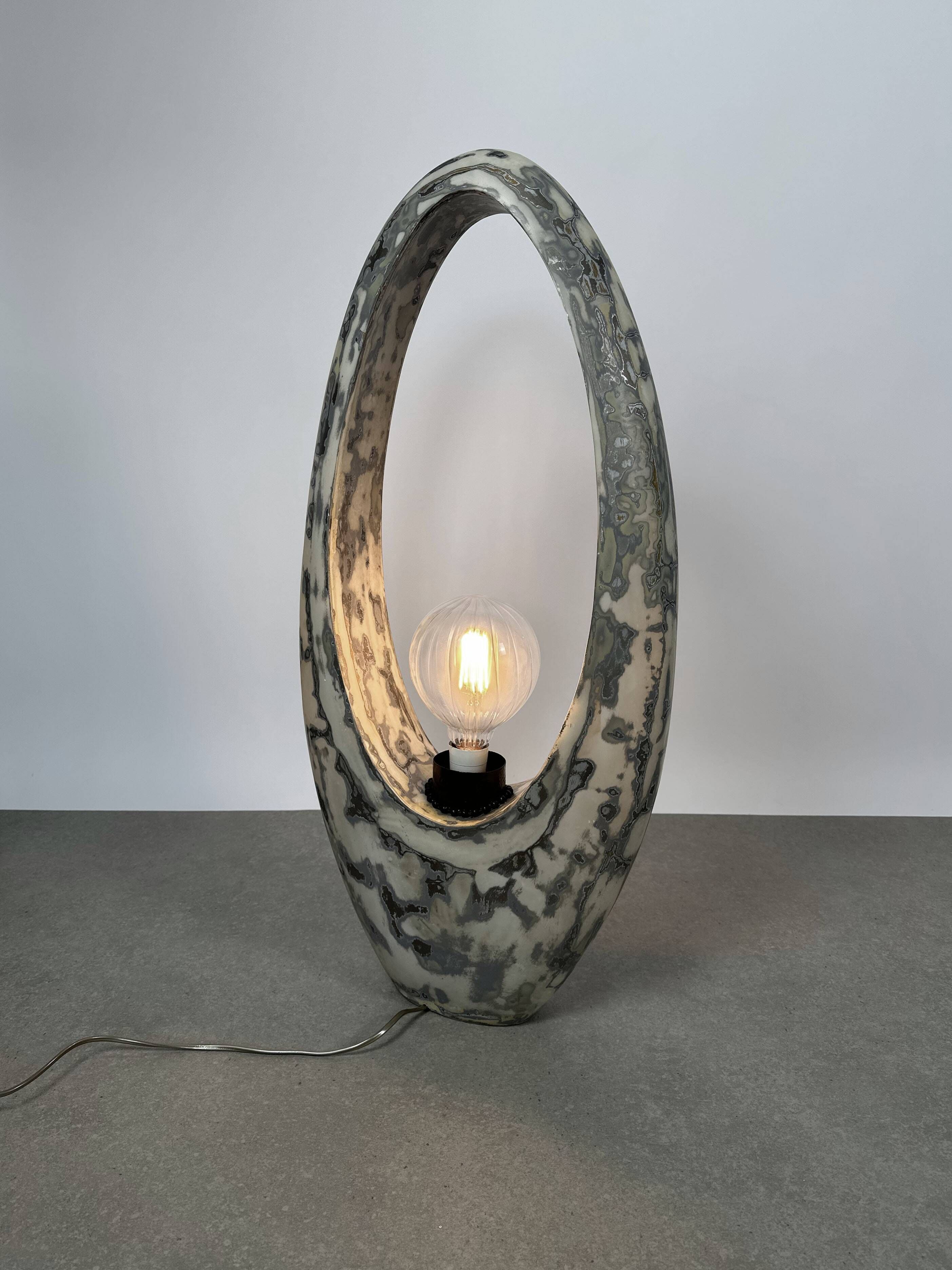 Tall sculptural fiberglass lamp, France, 1970s