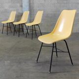 Set of 4 fiber and metal chairs by Miroslav Navratil for Vertex 1960