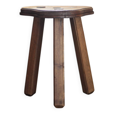 Tabouret vintage, tabouret bois, tabouret tripode , tabouret trilobé, porte