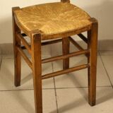 Wood and straw farm stool