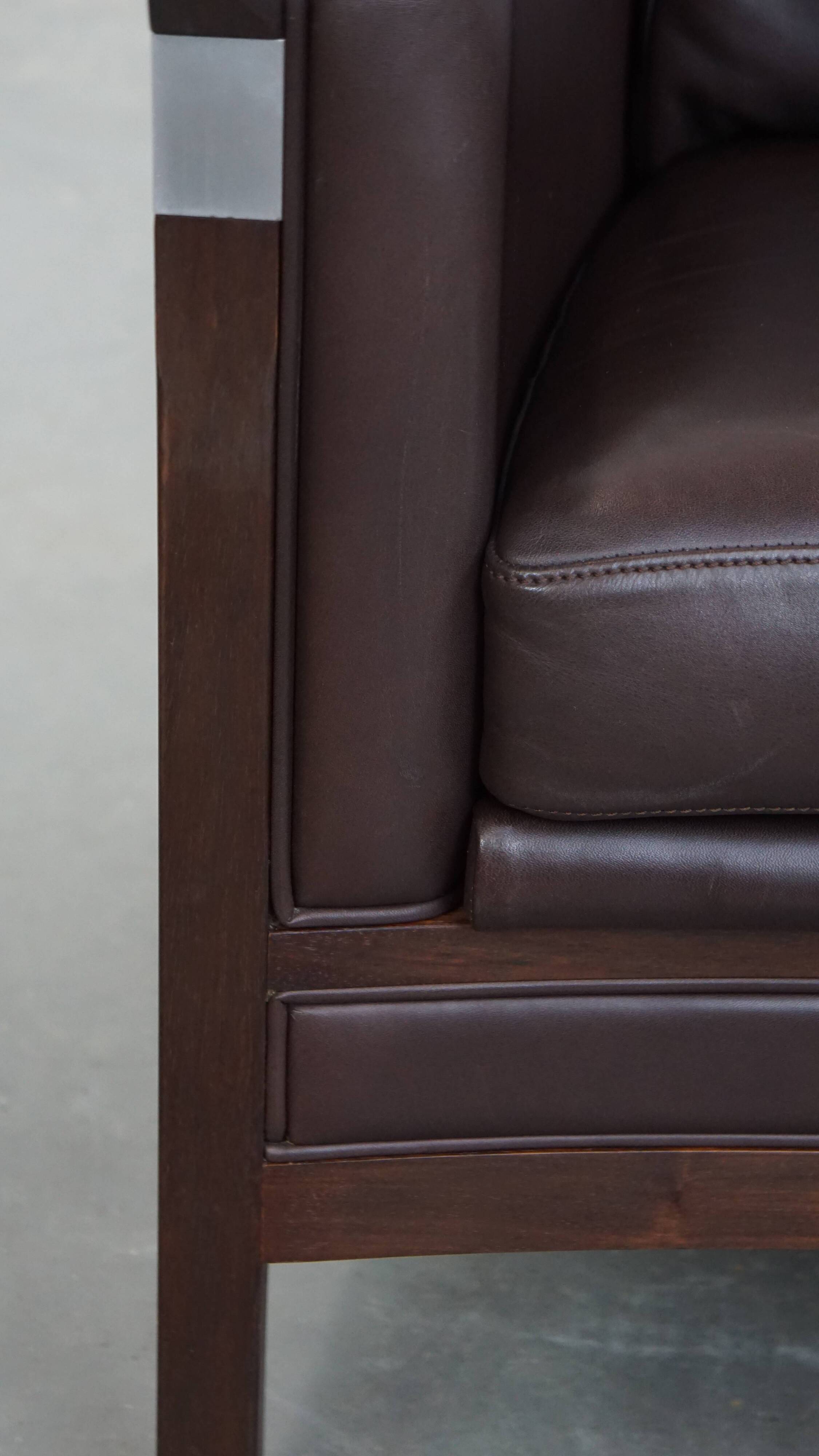 Art Deco armchair with dark brown leather