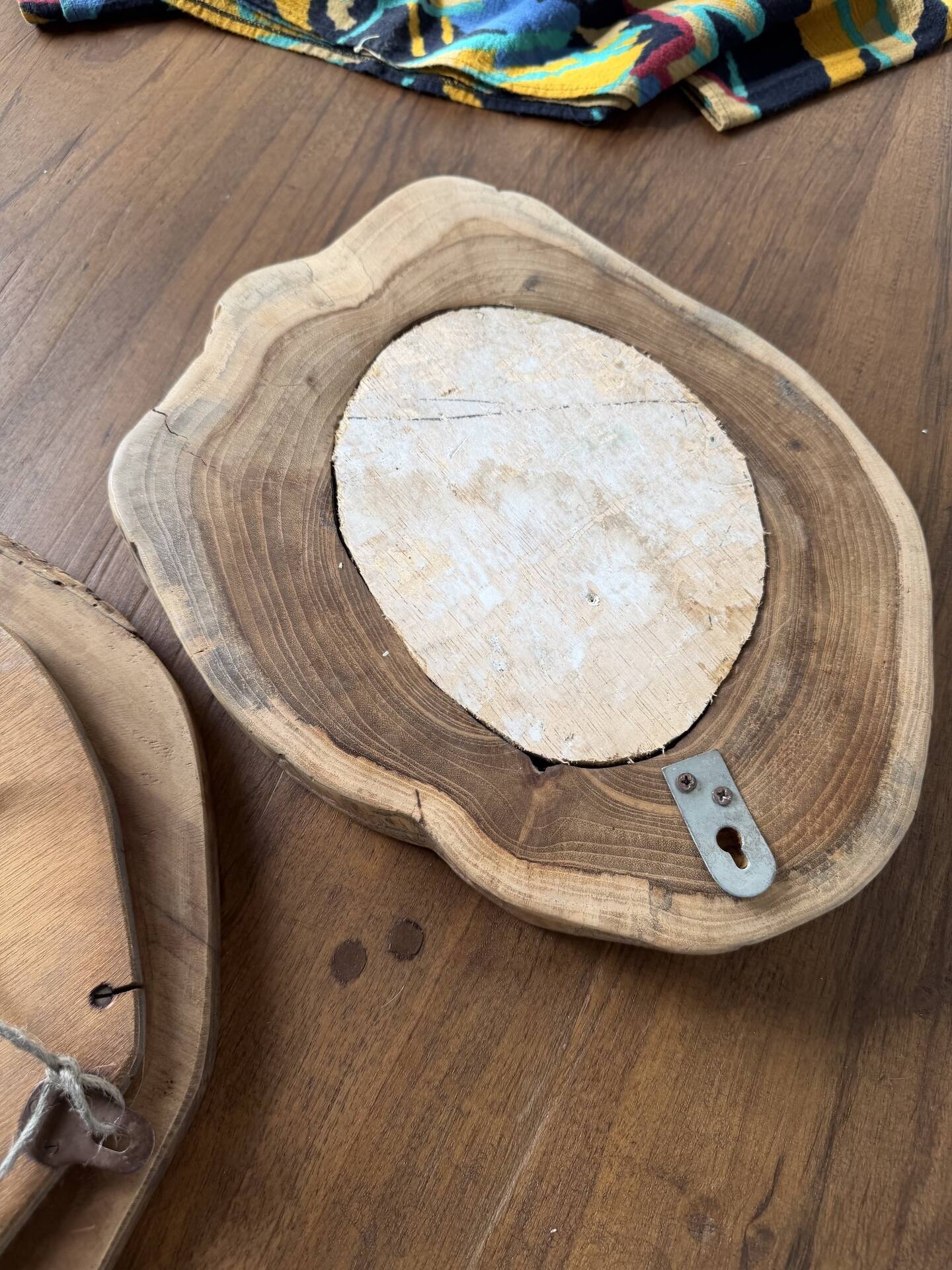 Set of 2 organic brutalist mirrors wood 1950s