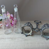 Ancien serviteur de table Art Déco - Porte huilier et vinaigrier en métal