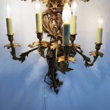Louis XIV style brass wall lamp 9 arms