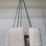 Pendant light in granite resin and wood, 1950s