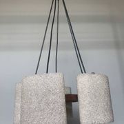 Pendant light in granite resin and wood, 1950s