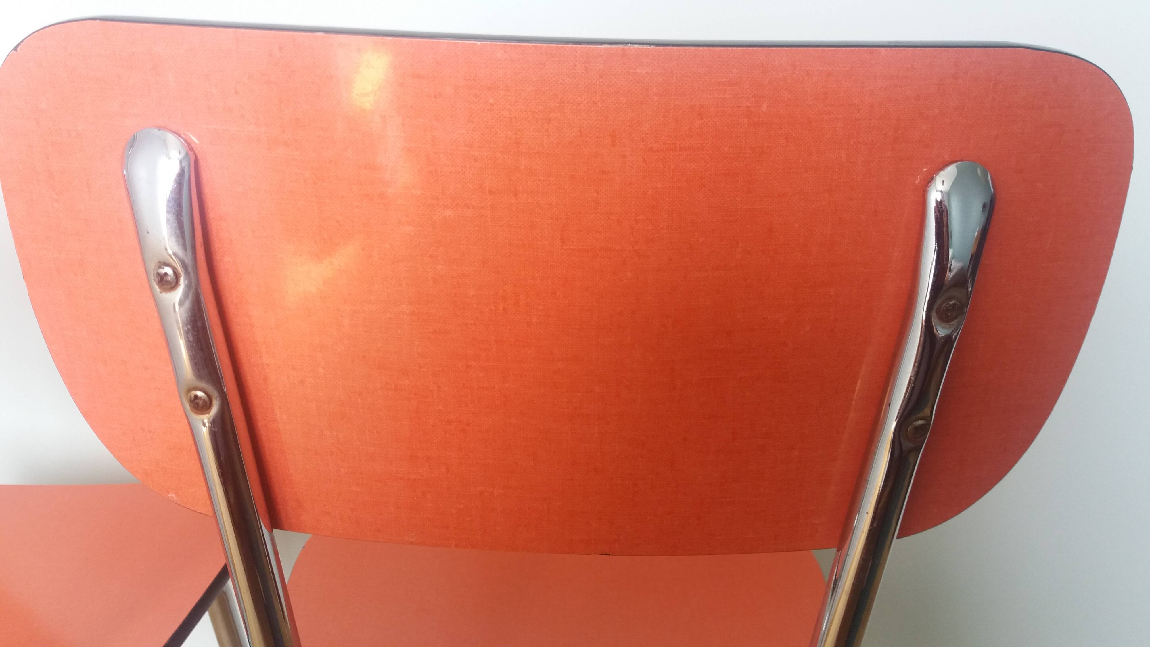 Chaises en formica et métal chromé