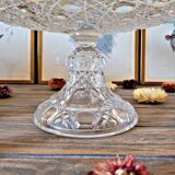 Molded glass compote bowl, geometric decoration