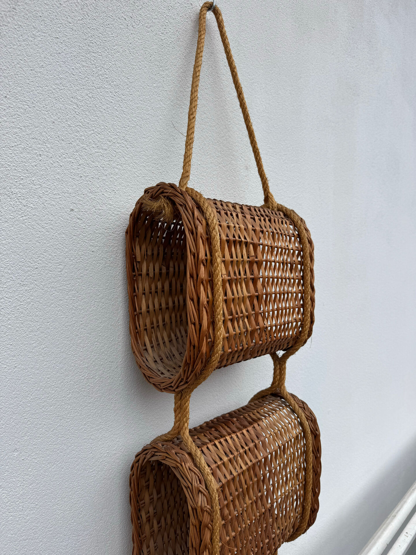 Suspended wicker rattan servant from the 1960s.