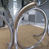 Glass table smoked oval vintage design 1970