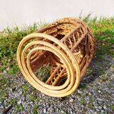 Vintage peacock rattan wicker nesting side tables