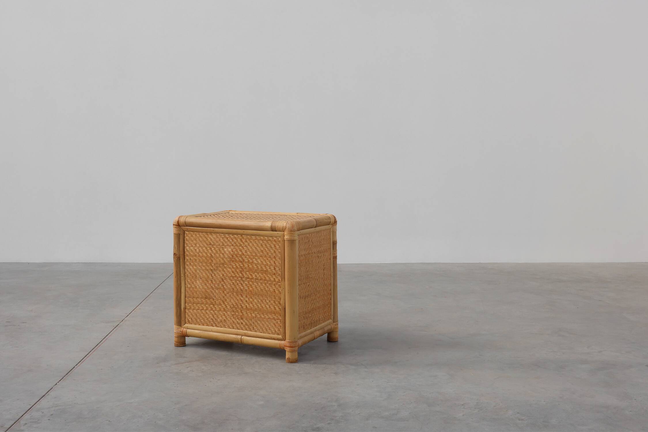 Italian 1970s bamboo and wicker chest of drawers or nightstand