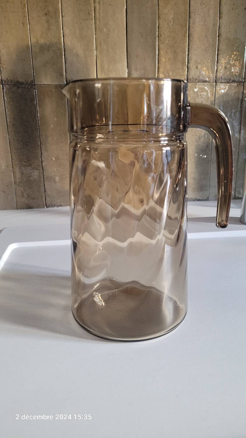 Service à orangeade en verre fumé