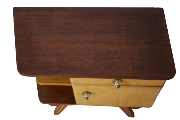 Paire de chevets vintage en bois pieds compas