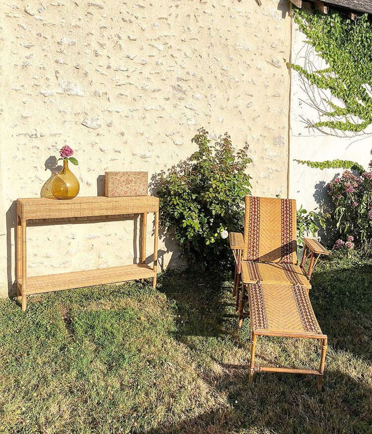 Vintage rattan console
