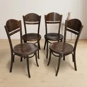 Set of 4 TON wooden dining chairs, 20th century, Czechoslovak, 90 × 46 cm