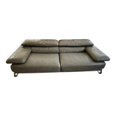 Roche bobois canapé digital - grey leather - 3 seats - 238 cm