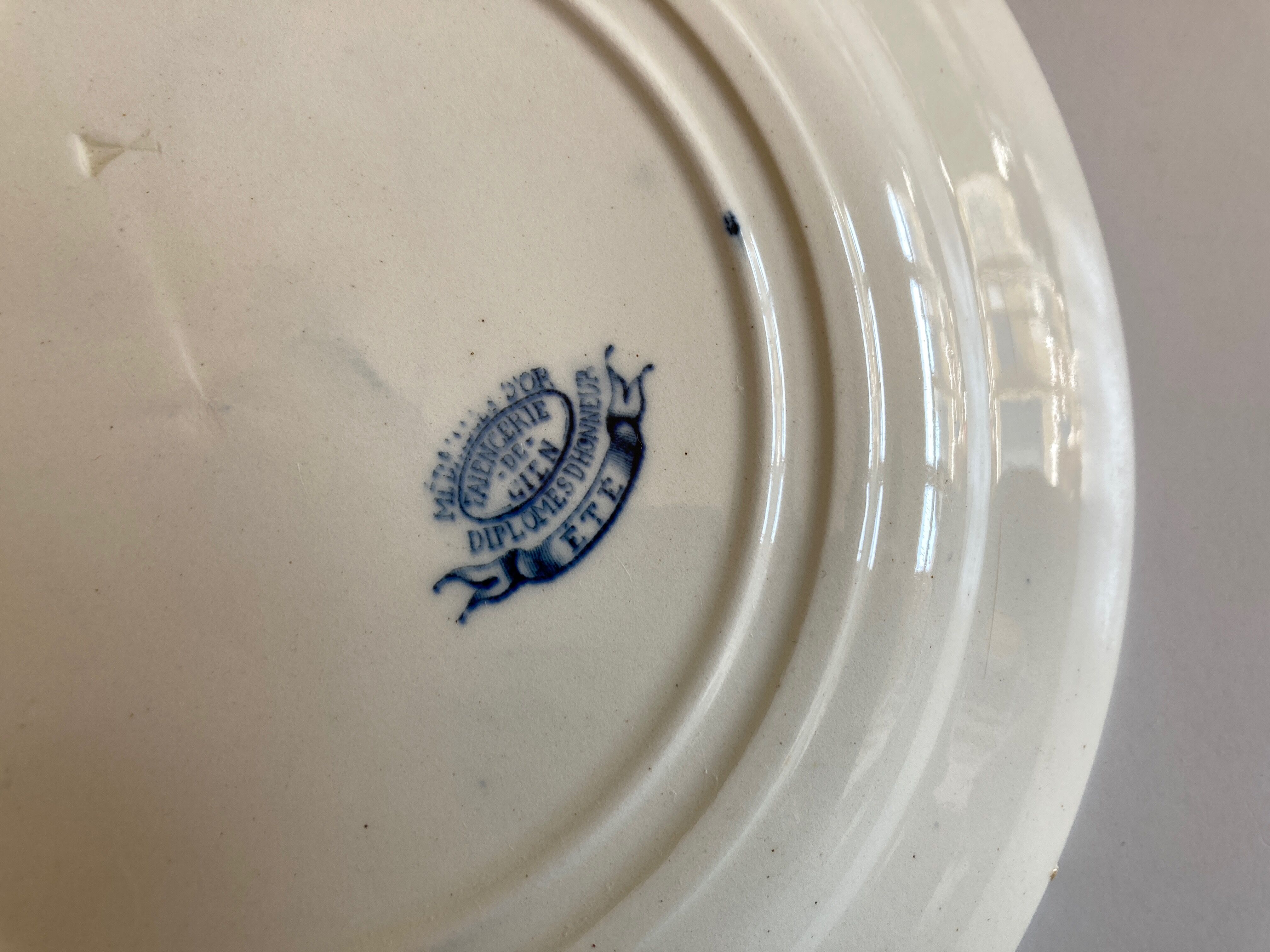 Set of 6 plates poppies faience of Gien 19th decoration Summer